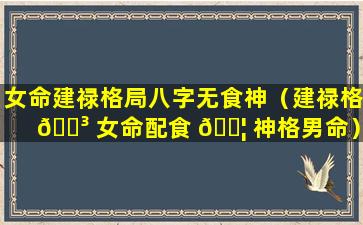 女命建禄格局八字无食神（建禄格 🌳 女命配食 🐦 神格男命）